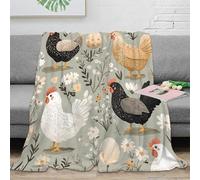 NAOFEKUID Farmhouse 3D Printed Chicken Pattern Blanket Microfiber Sofa Decor Rural Style Throw Blanket for Adults Bedroom All Seasons 80×90(200x230cm)