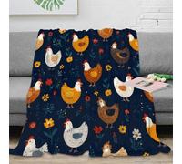 NAOFEKUID Farmhouse Style 3D Printed Chicken Blanket Microfiber Home Decor Hen Throw Blanket for Sofa Bedroom Adults 50x60(127x152cm)