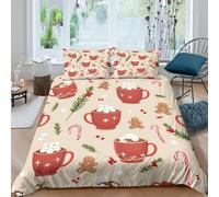 NAOFEKUID Festive 3D Printed Hot Chocolate Duvet Cover Microfiber Bedding Set Cozy Christmas Bedroom Decor Soft Breathable for Adults Teens Super king（260x220cm）