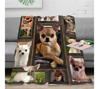 NAOFEKUID Fluffy 3D Printed Chihuahua Blanket Microfiber Home Decor Dog Pattern Throw Blanket for Sofa Bed Adults 60x80(150x200cm)