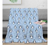 NAOFEKUID Fluffy 3D Printed Penguin Blanket Microfiber Home Decor Penguin Throw Blanket Soft Warm for Sofa Bedroom 50x60(127x152cm)