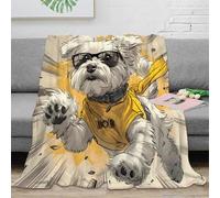 NAOFEKUID Funny Dog Hero 3D Printed Blanket Microfiber Soft Home Decor Pet Pattern Throw Blanket for Adults Teens Sofa Bedroom 40x50(100x130cm)