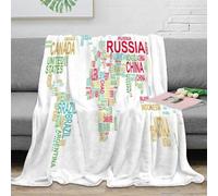 NAOFEKUID Geography Inspired 3D Printed Microfiber Blanket World Map Home Decor Throw Blanket Soft Warm for Sofa Bedroom 40x50(100x130cm)