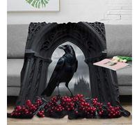 NAOFEKUID Gothic 3D Printed Raven Blanket Microfiber Home Decor Dark Arch Throw Blanket Soft Warm for Adults Sofa Room 50x60(127x152cm)