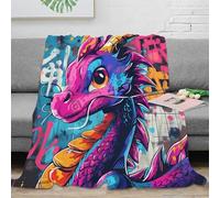 NAOFEKUID Graffiti Style 3D Printed Cartoon Dragon Blanket Microfiber Soft Sofa Decor 3D Printing Animal Throw Blanket for Adults Teens 40x50(100x130cm)