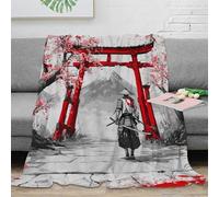 NAOFEKUID Japanese Art 3D Printed Samurai Blanket Microfiber Home Decor Zen Mountain Throw Blanket for Adults Teens Sofa Bedroom 40x50(100x130cm)