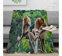 NAOFEKUID Lifelike Forest Animals 3D Printed Monkey Blanket Microfiber Home Decor Monkey Throw Blanket Sofa Bedroom 120x100cm 40x50(100x130cm)
