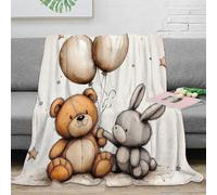 NAOFEKUID Lovely Cartoon 3D Printed Teddy Bear Rabbit Blanket Microfiber Cosy Home Decor Animal Throw Blanket for Adults Sofa Bed 50x60(127x152cm)
