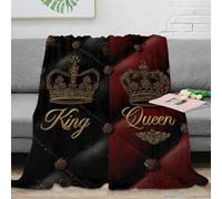 NAOFEKUID Luxurious 3D Printed Crown Blanket Microfiber Sofa Decor Royal King Queen Throw Blanket Soft Warm for Adults 40x50(100x130cm)