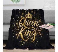 NAOFEKUID Luxurious Crown 3D Printed Queen King Blanket Microfiber Home Decor Royal Style Throw Blanket for Adults Sofa Bed 40x50(100x130cm)