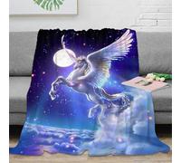 NAOFEKUID Magical 3D Printed Pegasus Blanket Microfiber Home Decor Dreamy Pegasus Throw Blanket Soft Warm for Sofa Bedroom 50x60(127x152cm)