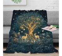 NAOFEKUID Magical Forest 3D Printed Blanket Microfiber Home Decor Deer Tree Night Throw Blanket for Adult Sofa Bedroom 40x50(100x130cm)