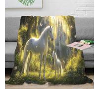 NAOFEKUID Magical Forest 3D Printed Unicorn Blanket Microfiber Home Decor Unicorn Throw Blanket for Adults Sofa Bedroom 40x50(100x130cm)