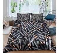 NAOFEKUID Modern 3D Printed Bullet Pattern Duvet Cover Microfiber Bedroom Decor Bullet Bedding Set Soft Breathable for Adult Teen Gift Double（200x200cm）