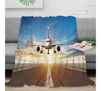 NAOFEKUID Modern Aviation 3D Printed Airplane Runway Blanket Microfiber Sofa Decor Aircraft Throw Blanket for Adults Bedroom 40x50(100x130cm)