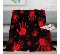 NAOFEKUID Mysterious 3D Printed Bloody Handprint Blanket Microfiber Throw Home Decor Horror Handprint Sofa Bed All Seasons 40x50(100x130cm)