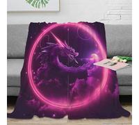NAOFEKUID Mystic 3D Printed Dragon Pattern Blanket Microfiber Home Decor Purple Dragon Throw Blanket Sofa Bed Soft 50x60(127x152cm)