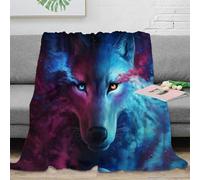 NAOFEKUID Mystic Blue 3D Printed Wolf Blanket Microfiber Home Decor Artistic Wolf Throw Blanket for Adults Soft Warm Sofa Bedroom 80×90(200x230cm)