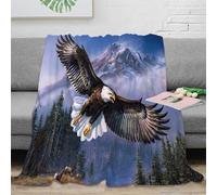 NAOFEKUID Nature Scenery 3D Printed Eagle Blanket Microfiber Soft Home Decor Eagle Throw Blanket Warm for Sofa Bedroom Adults Teens 50x60(127x152cm)