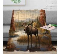 NAOFEKUID Nature Scenery 3D Printed Elk Blanket Microfiber Home Decor Forest Pattern Throw Blanket for Adults Sofa Warm 80×90(200x230cm)