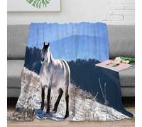 NAOFEKUID Nature Scenery 3D Printed Horse Blanket Microfiber Home Decor Wild Horse Throw Blanket for Sofa Bedroom120 50x60(127x152cm)