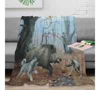 NAOFEKUID Nature Series 3D Printed Forest Animal Blanket Microfiber for Adults Teens Home Decor Wolf Boar Throw Blanket Sofa Bed 50x60(127x152cm)