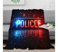 NAOFEKUID Night Warning 3D Printed Blanket Microfiber Home Decor Police Light Throw Blanket for Adults Sofa Bed 80×90(200x230cm)