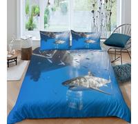 NAOFEKUID Ocean Pattern 3D Printed Microfiber Duvet Cover for Adults Bedroom Decor Shark Bedding Set Soft Breathable Home Use Super king（260x220cm）
