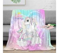NAOFEKUID Pastel Rainbow Unicorn 3D Printed Blanket Microfiber Home Decor Unicorn Throw Blanket for Adults Sofa Bedroom Soft Warm 40x50(100x130cm)