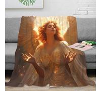 NAOFEKUID Radiant Halo 3D Printed Microfiber Goddess Pattern Blanket Soft Sofa Bedroom Decor Glowing Throw Blanket 80×90(200x230cm)