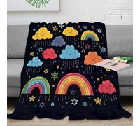 NAOFEKUID Rainbow Cloud 3D Printed Blanket Microfiber Home Decor Rainy Rainbow Throw Blanket for Adults Teens Sofa Bed 50x60(127x152cm)