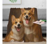 NAOFEKUID Realistic 3D Printed Corgi Dog Blanket Soft Microfiber Cozy Home Decor Sofa Bedroom All Ages Pet Throw Blanket 50x60(127x152cm)