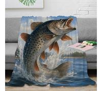 NAOFEKUID Realistic Carp 3D Printed Blanket Microfiber Sofa Decor Jumping Fish Throw Blanket Soft Warm for Adults Teens 80×90(200x230cm)