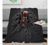NAOFEKUID Realistic Giant Spider 3D Printed Blanket Soft Microfiber Black Spider Throw Blanket for Adults Sofa Bedroom All Seasons 40x50(100x130cm)