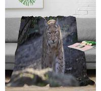 NAOFEKUID Realistic Wild Cat 3D Printed Blanket Soft Microfiber Cozy Nature Animal Throw Blanket for Sofa Bedroom Adults 60x80(150x200cm)