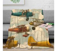NAOFEKUID Retro Airplane 3D Printed Blanket Microfiber Home Decor Aviation Throw Blanket for Sofa Bedroom Gift 40x50(100x130cm)