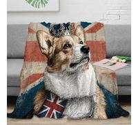 NAOFEKUID Retro British 3D Printed Corgi Blanket Microfiber Home Decor Corgi Throw Blanket for Sofa Bedroom Adults 40x50(100x130cm)