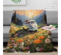 NAOFEKUID Retro Travel Forest 3D Printed Blanket Microfiber Sofa Decor Campervan 3D Printing Throw Blanket for Adults Bedroom 60x80(150x200cm)
