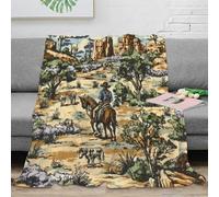NAOFEKUID Retro Western Scenery 3D Printed Blanket Microfiber Home Decor Horse Theme Throw Blanket for Sofa Bedroom 80×90(200x230cm)