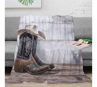 NAOFEKUID Rustic Western 3D Printed Microfiber Blanket Home Decor Cowboy Hat Boots Sofa Throw Blanket Soft Cozy for Adults Teens Bed 80×90(200x230cm)