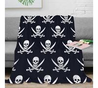 NAOFEKUID Skull Pattern 3D Printed Blanket Microfiber Home Decor Pirate Style Throw Blanket for Sofa Bed 40x50(100x130cm)