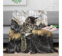 NAOFEKUID Soft 3D Printed Marble Cat Blanket Microfiber Fleece Home Decor Cat Print Throw Blanket for Adults Sofa Bedroom 50x60(127x152cm)