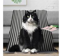 NAOFEKUID Striped 3D Printed Cat Pattern Blanket Microfiber Sofa Decor Cat Throw Blanket Warm for Adults 80×90(200x230cm)