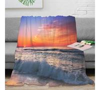 NAOFEKUID Stunning Sunset Scenery 3D Printed Blanket Microfiber Home Decor Sunset Beach Throw Blanket for Adults Sofa Bedroom 80×90(200x230cm)