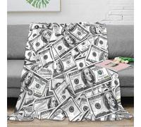 NAOFEKUID Trendy 3D Printed Dollar Pattern Blanket Microfiber Cozy Home Decor Currency Throw Blanket Sofa Bedroom 60x80(150x200cm)