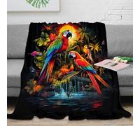 NAOFEKUID Tropical Parrot 3D Printed Microfiber Blanket Home Decor Exotic Birds Feather Throw Blanket for Adults Sofa Bedroom All Season 40x50(100x130cm)