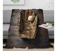 NAOFEKUID Vintage 3D Printed Baseball Glove Blanket Microfiber Sofa Decor Sports Style Throw Blanket Soft Gift 40x50(100x130cm)