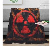 NAOFEKUID Vintage 3D Printed Radiation Warning Blanket Microfiber Soft Home Decor Hazard Throw Blanket for Sofa Bed 60x80(150x200cm)