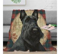 NAOFEKUID Vintage 3D Printed Scottish Terrier Blanket Soft Microfiber Home Sofa Decor Dog Print Throw Blanket for Adults Teens 80×90(200x230cm)