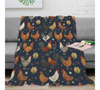 NAOFEKUID Vintage Farmhouse 3D Printed Chicken Pattern Blanket Microfiber Home Decor Hen Throw Blanket for Adults Sofa Bedroom 80×90(200x230cm)